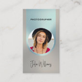 Mint and gold faux metallic photographer 名刺 (正面)