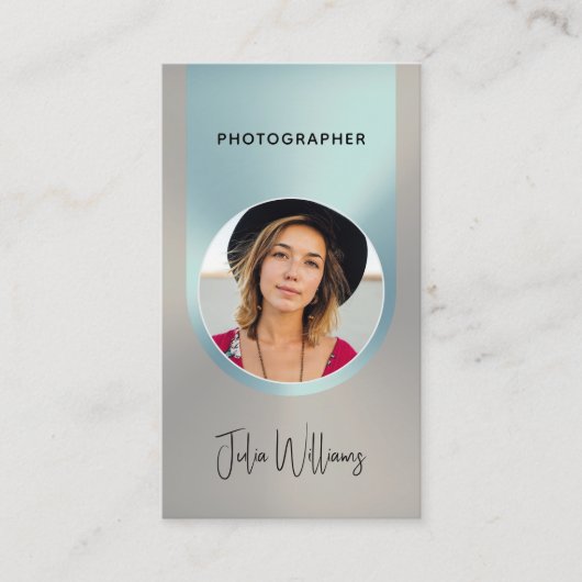 Mint and gold faux metallic photographer 名刺 (正面)