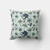 Mint and Navy Abstract Lily クッション (裏面)