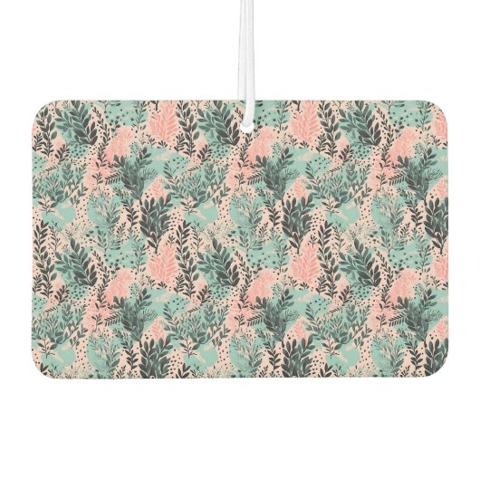 Mint and Pink Forest Pattern カーエアーフレッシュナー (正面)