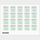 Mint and Silver Thank You Stickers スクエアシール (シート)