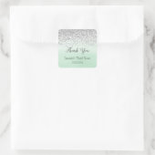 Mint and Silver Thank You Stickers スクエアシール (バッグ)