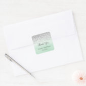Mint and Silver Thank You Stickers スクエアシール (封筒)