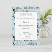 Mint Birthday Celebration Balloons Confetti  招待状 (スタンド正面)