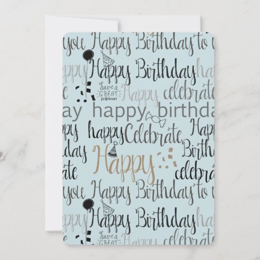 Mint Birthday Celebration Balloons Confetti  招待状 (裏面)