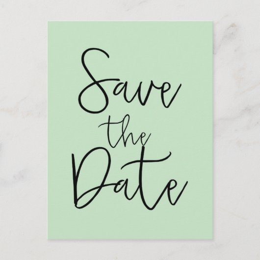 Mint & Black日付スクリプトはがきをモダン保存する 案内ポストカード (正面)