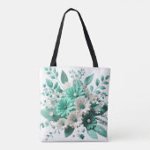 Mint Blossom Elegance Floral Charm tote bag トートバッグ (裏面)