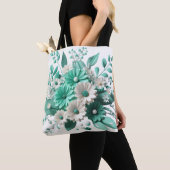 Mint Blossom Elegance Floral Charm tote bag トートバッグ (クローズアップ)