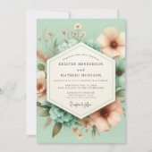 Mint Blossom Whimsical Wedding 招待状 (正面)
