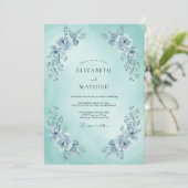 Mint Blue Ethereal Spring Wedding 招待状 (スタンド正面)