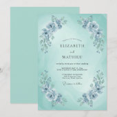 Mint Blue Ethereal Spring Wedding 招待状 (正面/裏面)