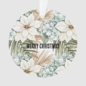 Mint Blue Floral Tropical Coast Beach Christmas オーナメント (正面)