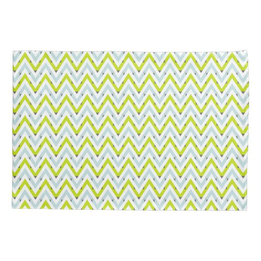 Mint Blue & Green Chevron Geometric Pattern 枕カバー (裏面)