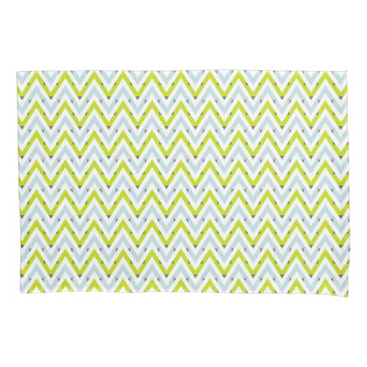 Mint Blue & Green Chevron Geometric Pattern 枕カバー (正面)