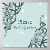 Mint Blue Pine Green Succulents ポスター (正面)