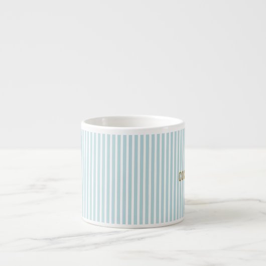 Mint Blue Pinstripe Mug – Custom Initial & Name エスプレッソカップ (正面)