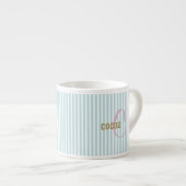 Mint Blue Pinstripe Mug – Custom Initial & Name  エスプレッソカップ (正面右)