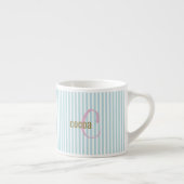 Mint Blue Pinstripe Mug – Custom Initial & Name  エスプレッソカップ (右)