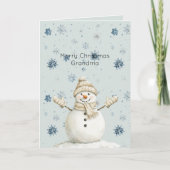 Mint Blue Snowflakes Snowman Christmas カード (正面)