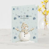 Mint Blue Snowflakes Snowman Christmas カード (黄色い花)