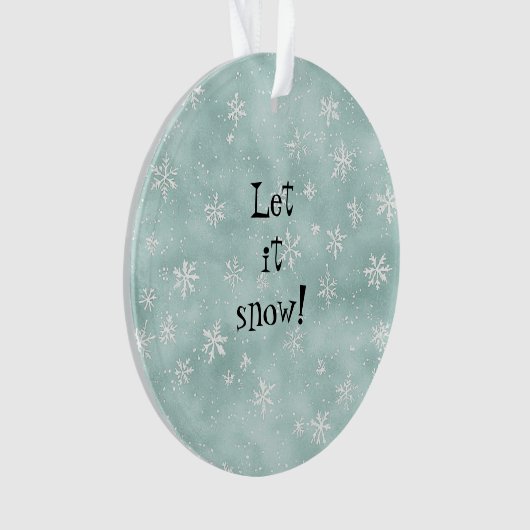Mint Blue White Snowflakes Peppermint Christmas オーナメント (正面)