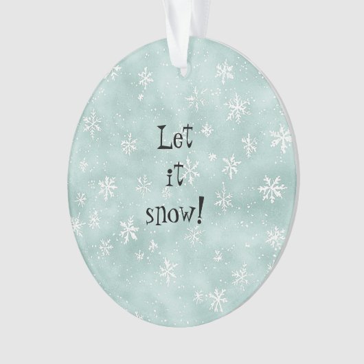 Mint Blue White Snowflakes Peppermint Christmas オーナメント (正面)