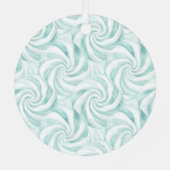 Mint Blue White Snowflakes Peppermint Christmas メタルオーナメント (裏面)