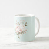Mint Blush Pink White Rose Flowers コーヒーマグカップ (正面右)