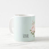 Mint Blush Pink White Rose Flowers コーヒーマグカップ (正面左)