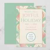 Mint & Blush Retro | Logo-Ready Corporate シーズンカード (正面/裏面)