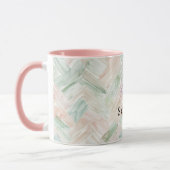 Mint Blush Stripes Strawberry Pink Ice Cream Cone マグカップ (左)