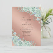Mint Botanical Accent Wedding 招待状 (スタンド正面)