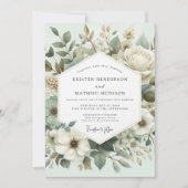 Mint Botanical Elegance Wedding 招待状 (正面)