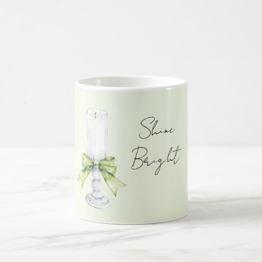 Mint Bow White Candle Shine Bright コーヒーマグカップ (中央)