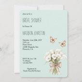 Mint Calla Lilly Floral Butterflies Bridal Shower 招待状 (正面)