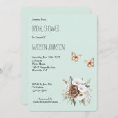 Mint Calla Lilly Flowers Butterflies Bridal Shower 招待状 (正面/裏面)