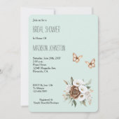 Mint Calla Lilly Flowers Butterflies Bridal Shower 招待状 (正面)