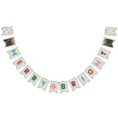 Mint Checkerboard Merry & Bright Bunting Banner バンティングフラッグ (全)