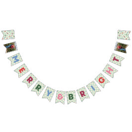 Mint Checkerboard Merry & Bright Bunting Banner バンティングフラッグ
