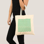 Mint Chevron Stripes Bag トートバッグ (正面(商品))