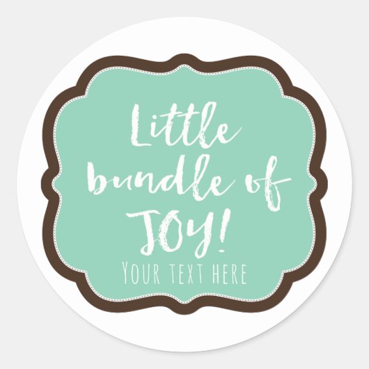Mint & Chocolate Brown Bundle of Joy Baby Shower ラウンドシール (正面)