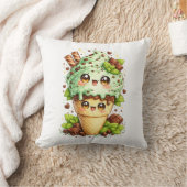 Mint Chocolate Chip Ice Cream Cone Kawai Cushion  クッション (ブランケット)