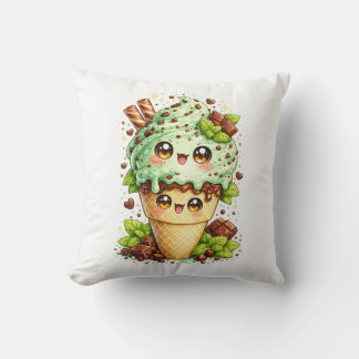 Mint Chocolate Chip Ice Cream Cone Kawai Cushion  クッション