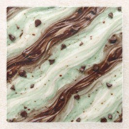 Mint Chocolate Chip Milkshake Marble Design ガラスコースター