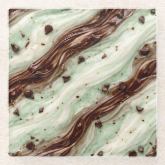 Mint Chocolate Chip Milkshake Marble Design ガラスコースター
