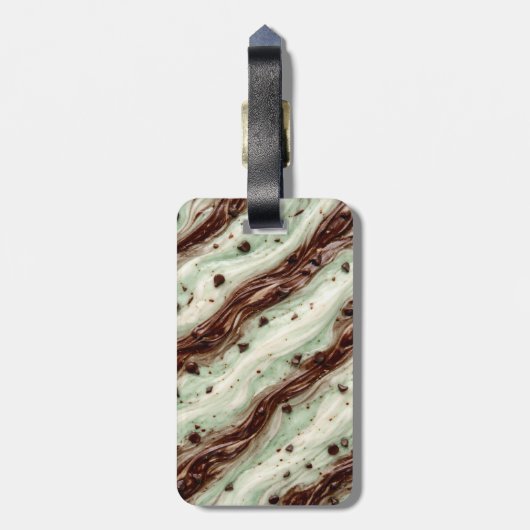 Mint Chocolate Chip Milkshake Marble Design ラゲッジタグ (裏面縦)