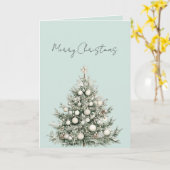 Mint Christmas Ornaments Tree カード (黄色い花)