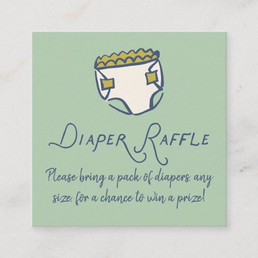 Mint Doodle Baby Shower Diaper Diaper Raffle エンクロージャーカード (正面)