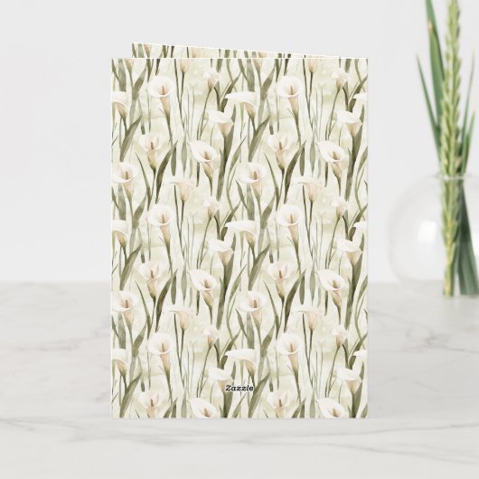 Mint Easter Bunny Calla Lilies Butterflies カード (裏面)