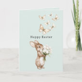 Mint Easter Bunny Calla Lilies Butterflies カード (正面)